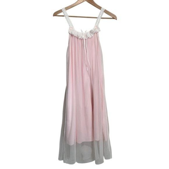 Vintage Nightie Nightgown Pink White Coquette Size Small - Picture 2 of 12